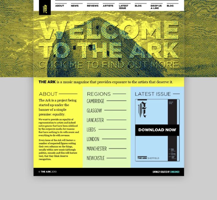 An example of The Ark’s website design.
